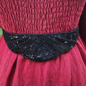 Vintage Twilight Collection Small BlackWaist Belt Embellished Sparkle Beaded‎